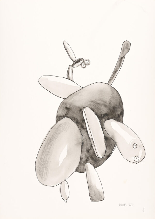 Tall Hatted Cowboy with Long Chin Touching Hummingbird and Dissolving into Amoeba - Phase 6