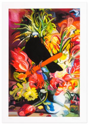 Blackbird amongst the flora (AP) - No.1 Collection