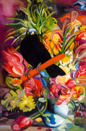 Blackbird amongst the flora (A1)